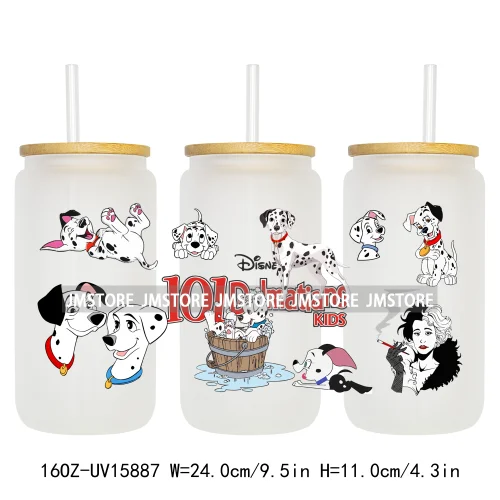 Cute Loyal Dogs Black Dalmatian UV DTF Cup Wraps Ready To Apply Waterproof Transfer Stickers For 16OZ Libbey Glass Can Tumbler