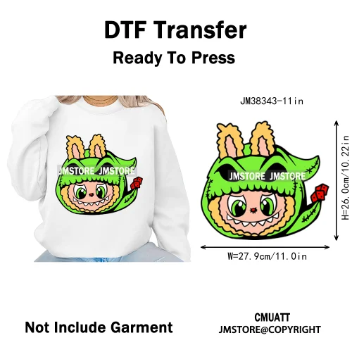 New Cartoon Costume Monster Dolls Lover DTF Printing Decals Iron on Washable Transfers Stickers Ready to Press for T-shirts