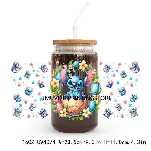 Cute Cartoon Girl With Egg UV DTF Sticker For 16OZ Libbey Glass Cup Can Wrap Transfer Sticker Custom Print DIY Logo Easter Vibes