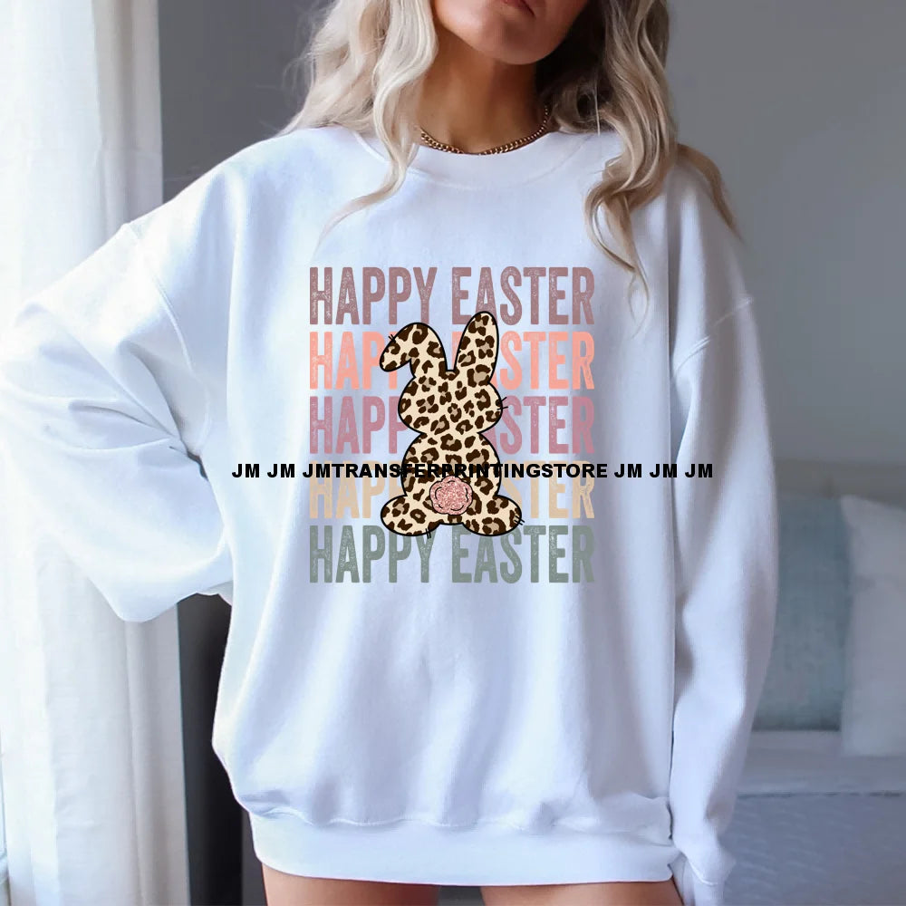 Cartoon Easter Mouse Egg Flowers Iron On DTF Transfers Stickers Ready To Press For Sweatshirt Bags