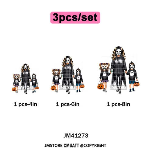Spooky Halloween Scary Ghost Pumpkin Mama Kids Family Love Iron on Washable DTF Transfers Stickers Ready to Press for Textile