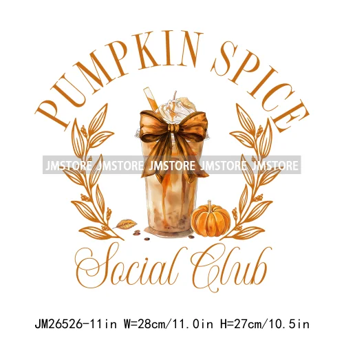 Coquette Farm Fresh Pumpkin Spice Season Fall Vibes Pumpkin Patch Girly DTF Iron On Transfer Sticker Ready To Press For Clothing