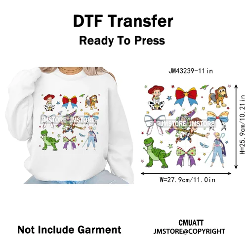 Trendy Girls Mirror Coquette Cartoon Friends Character Trip Holiday Iron on DTF Transfer Stickers Ready to Press for Sweatshirts