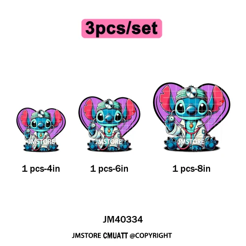 Trendy Cartoon Animal Characters Lover Cold Peel Logos Iron on DTF Washable Transfers Stickers Ready to Press for Hoodies Bags
