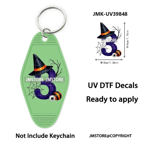 Halloween Pumpkin Alphabet Letters UV DTF Motel Keychain Decal Ready To Ship Durable Transfer Stickers Prints For Hotel Keychain