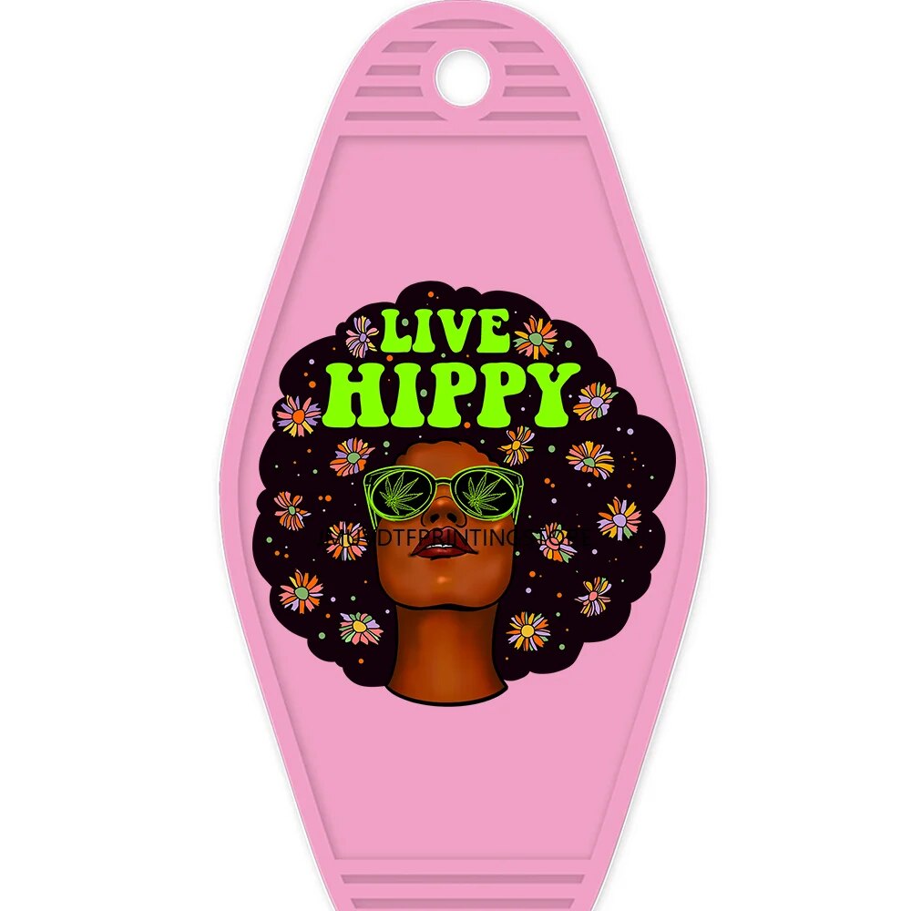 Afro Messy Bun 80's Baby High Quality WaterProof UV DTF Sticker For Motel Hotel Keychian Lady Hustler Black Woman