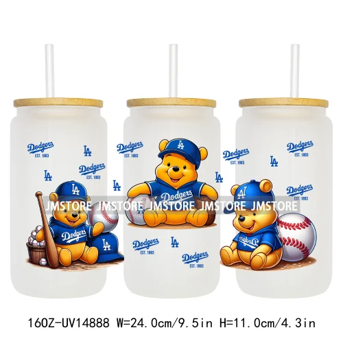 Baseball Sport Cartoon Characters UV DTF Wraps Transfer Sticker Ready To Apply Waterproof Logo For 16OZ Libbey Glass Can Tumbler