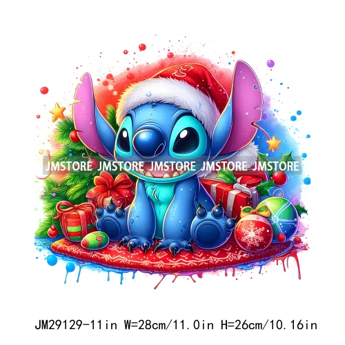 Cartoon Animal Character Merry Christmas Holiday Season Iron On DTF Transfer Stickers Logos Ready To Press For Hoodies