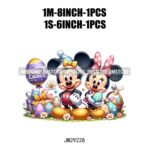 Cartoon Easter Mouse Egg Flowers Iron On DTF Transfers Stickers Ready To Press For Sweatshirt Bags