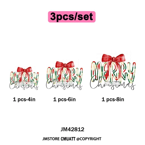 Funny Christmas Tree Coquette Holly Jolly Merry and Bright Festive Lover Iron on DTF Transfer Sticker Ready to Press for Hoodies