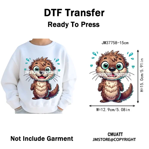 15cm 5.9in Kids Quirky Safari Cartoon Animal Iron On Transfers Stickers For Clothing DTF Printed Appliques Washable T-Shirts