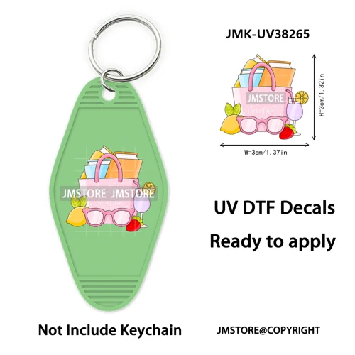 Bookish Journal Coquette Bow Flowers Heart UV DTF Motel Keychain Decal Ready To Ship Transfer Stickers Prints For Hotel Keychain