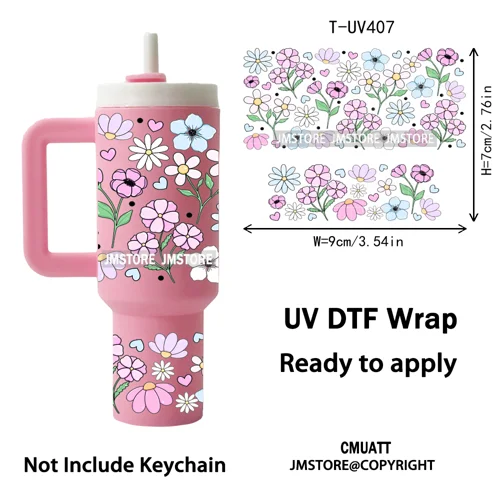 Coquette Bow Floral Seamless Book Lover Ribbon UV DTF Wraps Ready To Use Transfer Stickers Waterproof For Mini Tumbler Keychain