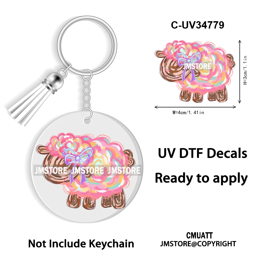 The Lord Is My Shepherd Christian Religious Easter Bible Verse Faith UV DTF Stickers For Round Circle Acrylic Keychain Keyring