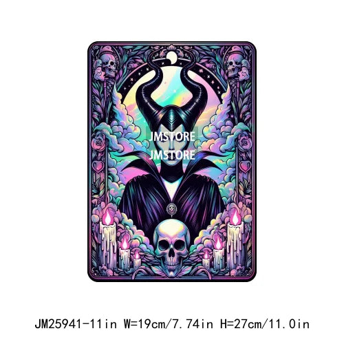 Custom Horror Halloween Emperor Empress Witch Skull Tarot Card Decals DTF Iron On Transfers Stickers Ready To Press For Clothing