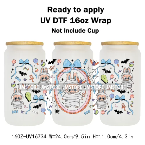 Witchy Laboo Girly Halloween Pumpkins UV DTF Stickers Ready To Transfer Cup Wrap Custom Labels For Libbey Can Glass Tumblers Mug