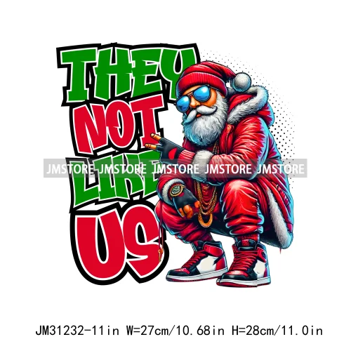 Just a Girl Who Loves Christmas Afro Woman Not Like Us Hip Pop Santa Iron On DTF Transfers Stickers Ready To Press For Hoodies