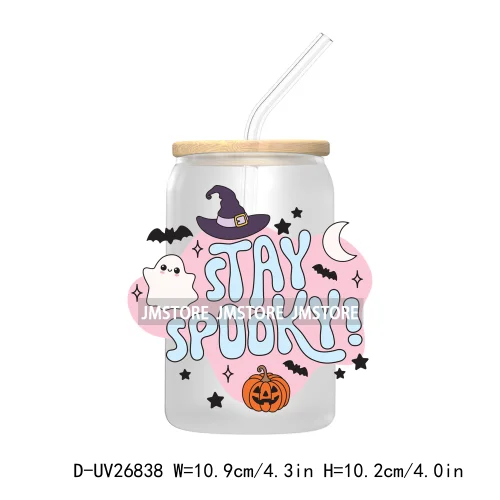 Spooky Halloween Book Club 16OZ UV DTF Cup Wrap Transfer Stickers Custom Labels Waterproof Logo For Libbey Glass Can Fall Season