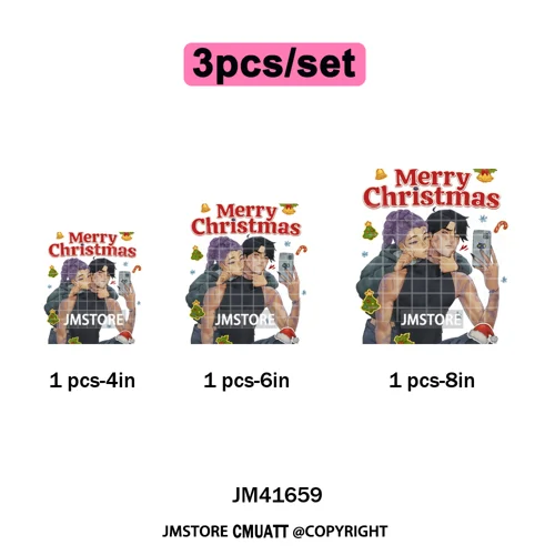Christmas Kpop Holiday Idol Santa Holly Jolly Merry Christmas Iron on DTF Washable Transfers Stickers Ready to Press for Textile
