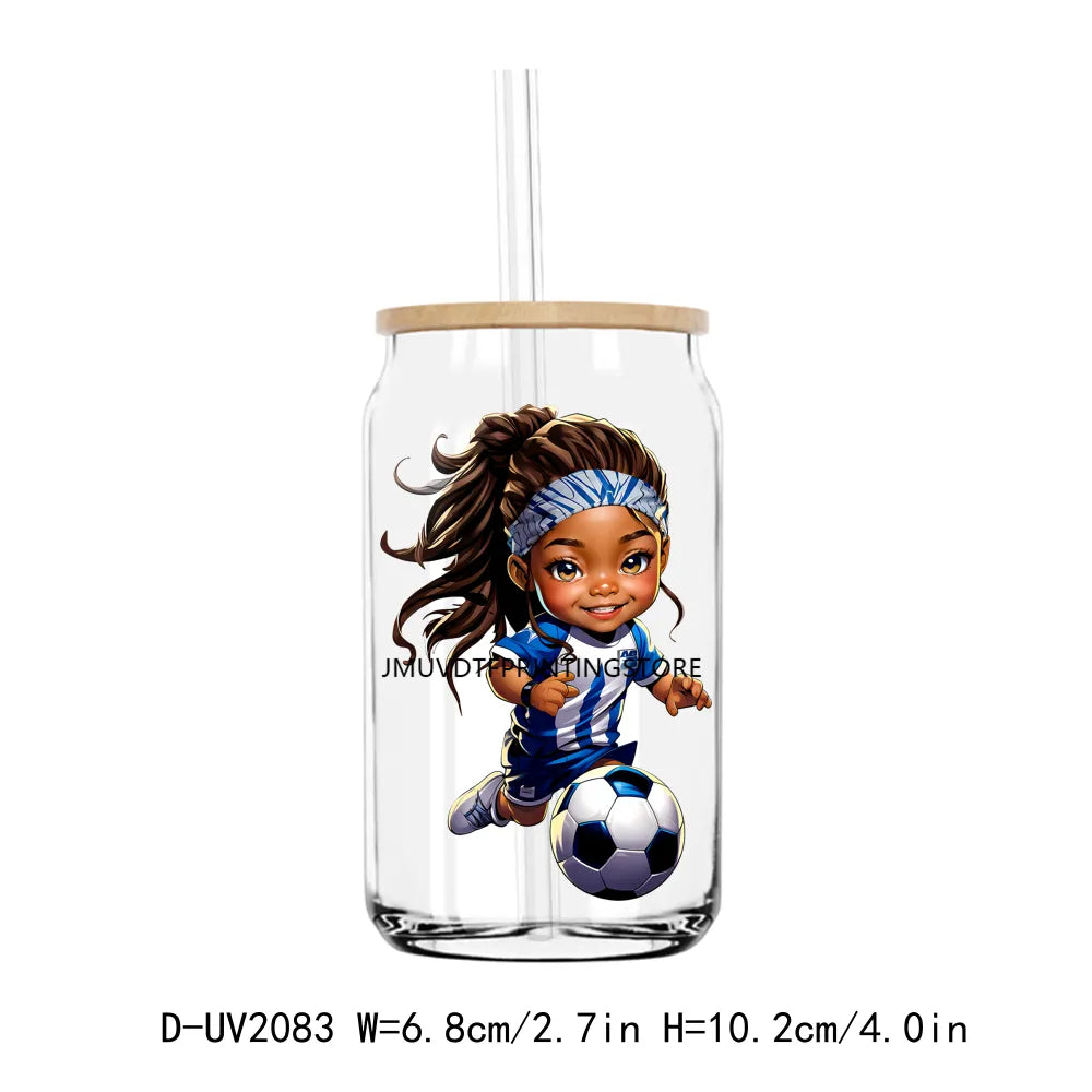 Afro Sport Girl Cheer Leader UV DTF Transfers Stickers Decals For Libbey Cold Cups Mugs Tumbler Waterproof DIY Craft