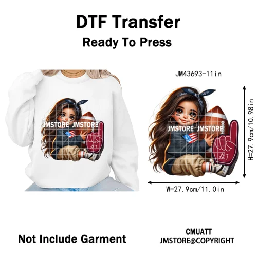 Latina Football Mexican Baby Girls Sports Lover Game Day Iron on Washable DTF Heat Transfers Stickers Ready to Press for Hoodies