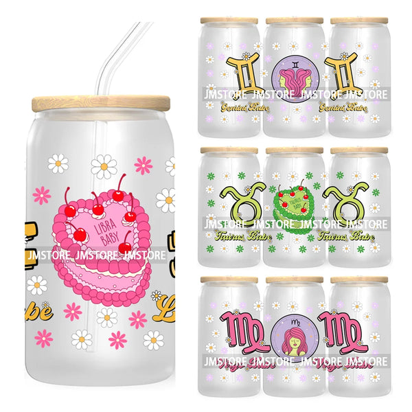 Vintage Cakes Zodiac Constellations 16OZ UV DTF Cup Wrap Transfers Stickers For Libbey Glass Can Cups Tumbler Waterproof Craft