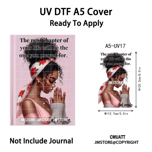 Christian Black Girl Praying Faith UV DTF Notebook Cover Decals Ready To Apply Durable Transfer Stickers For A5 Journal Cover