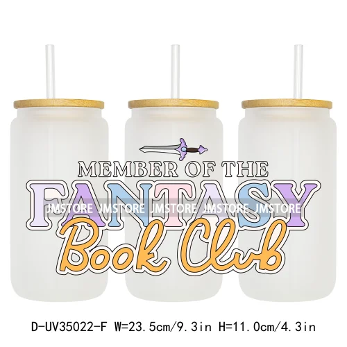 Fantasy Bookish Lover Reading 16OZ UV DTF Cup Wraps Ready To Apply Waterproof Transfer Stickers For Libbey Glass Can Tumbler