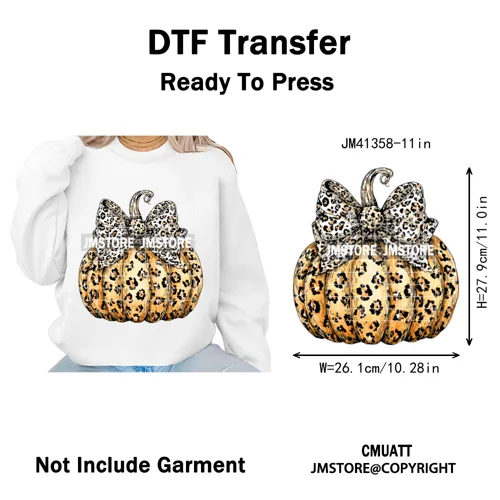 Preppy Coquette Halloween Floral Fall Pumpkin Spooky Season Iron on Washable DTF Transfers Stickers Ready to Press for Clothing