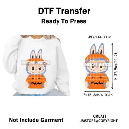 Sorat Sweet Sorat Spooky Cartoon Monster Halloween Designs Iron on DTF Washable Transfers Stickers Ready to Press for Hoodies
