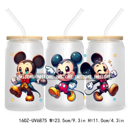 Cartoon Mouse Princess Friends 16OZ UV DTF Cup Wrap Transfers Stickers For Libbey Glass Can Cups Tumbler Waterproof Craft