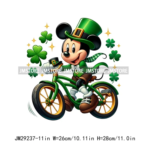 Cute Cartoon Character St Patrick's Irish Day Shamrock Lucky Vibes Iron On DTF Transfers Stickers Ready To Press For Hoodies