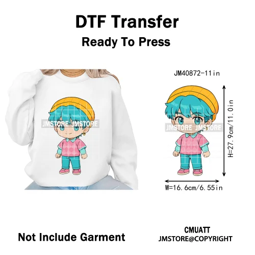 Cartoon Girl Group Boy Band Music Fans Anime Lover Soda Pop Iron on DTF Washable Transfers Stickers Ready to Press for T-shirts