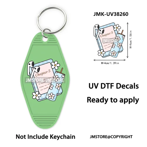 Bookish Journal Coquette Bow Flowers Heart UV DTF Motel Keychain Decal Ready To Ship Transfer Stickers Prints For Hotel Keychain