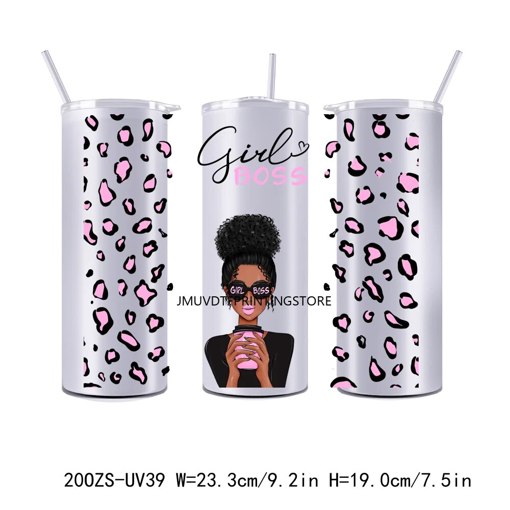 Fashion Girl 20OZ UV DTF Tumbler Straight Wrap Transfers Stickers Custom Labels DIY Durable Waterproof Logo