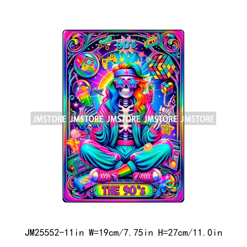 Colorful Artist Overthinker Dad Women Skeleton Thermal Logo  Tarot Card DTF Iron On Transfer Stickers Ready To Press For Hoodies