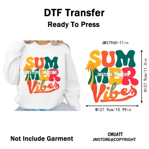 Hello Summer Beach Vibes Stay Cool Live In Sunshine Hot Mom Cowgirl Iron on DTF Transfers Stickers Ready to Press for T-shirts