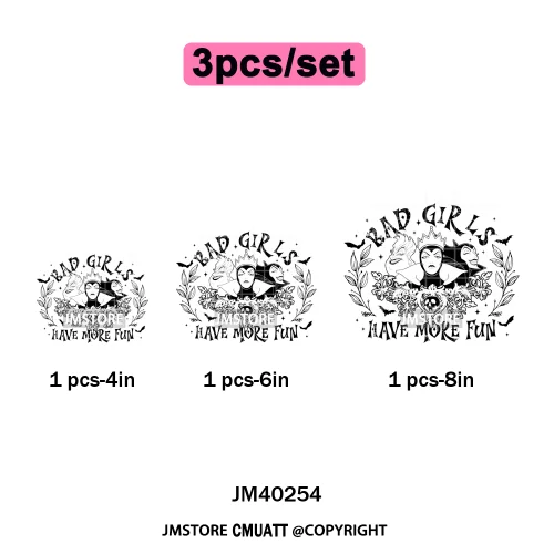 Waiting For Halloween Coquette Bad Girls Friends Wicty Logos Iron on DTF Washable Transfers Stickers Ready to Press for Clothing
