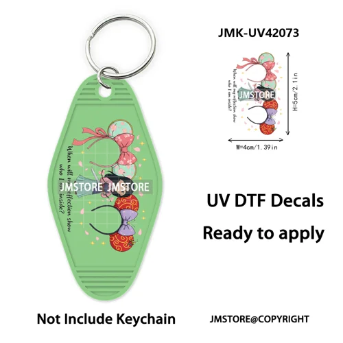 Coquette Bow Magical Mouse Cartoon UV DTF Motel Keychain Decal Ready To Ship Durable Transfer Stickers Prints For Hotel Keychain