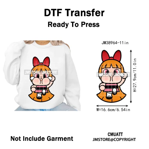 Cute Cry Tears Sad Girls Cartoon Dolls Love Designs Iron on DTF Washable Heat Transfers Stickers Ready to Press for Clothes Bags