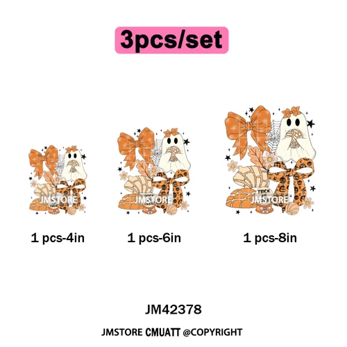 Ghost Coquette Spanish Halloween Pan Dulce Conchas And Cucuy Iron on DTF Washable Transfers Stickers Ready to Press for Textiles