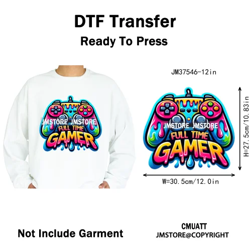 12in Game Zone Time Girl Gamer Squad Hustler Graffiti Game On Over Iron on DTF Transfers Stickers Ready to Press for Hoodies