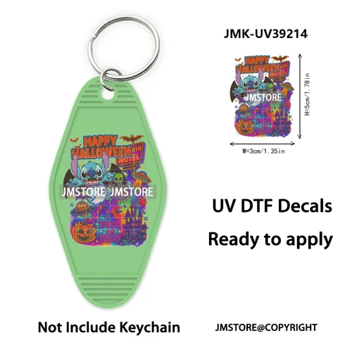 Horror Pumpkin Halloween Cartoon UV DTF Motel Keychain Decal Ready To Ship Durable Transfer Stickers Prints For Hotel Keychain
