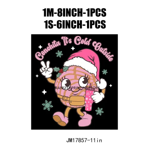 Latin Mexican Culture Cold Peel Patches Iron On Tis The Season Abuelita Conchita Pan Dulce DTF Transfer Sticker For Clothing Bag