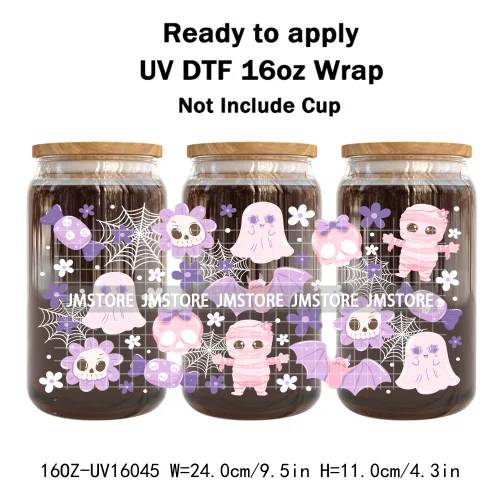 Spooky Boo Halloween Fall Bookish Ghost UV DTF Stickers Ready To Transfer Cup Wrap Custom Labels For Libbey Can Glass Tumbler