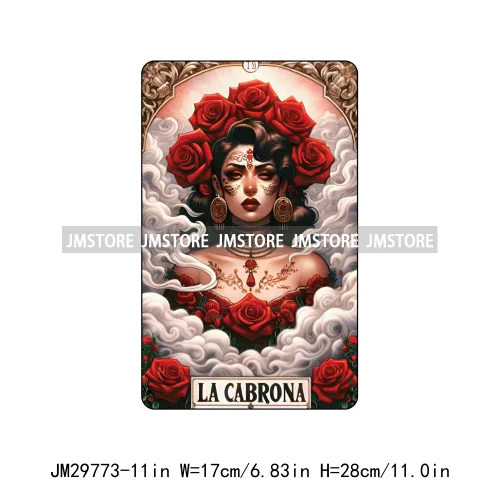 Latina Mexican Lady Chicana Spanish Tarot Card Designs Hecho En Mexico Iron On DTF Transfer Stickers Ready To Press For T-shirts