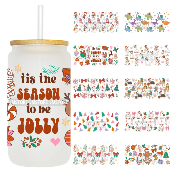Ghost Santa Christmas Gingerbread Xmas UV DTF Stickers Ready To Apply Cup Wrap Custom Labels DIY Craft For Libbey Glass Can Mugs