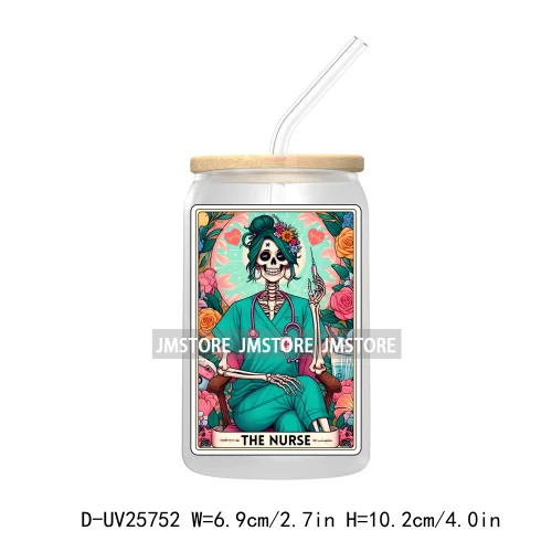 The Nurse Snarky Witchy Tarot Card UV DTF Transfer Stickers Decals For Libbey Cold Cups Mugs Durable Custom Labels Humor Sarcasm