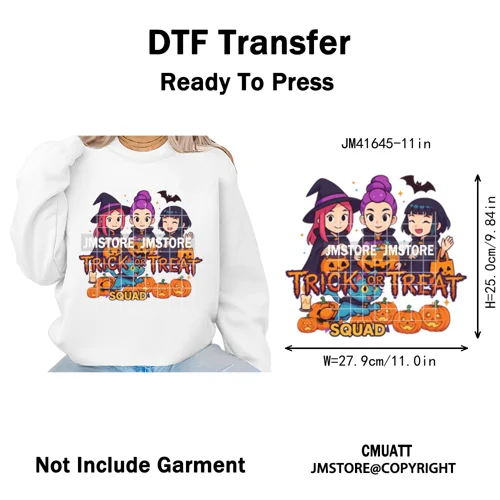 Stay Spooky Ghost Halloween Cartoon Hunters Kpop Band Group Iron on DTF Washable Transfers Stickers Ready to Press for Clothing