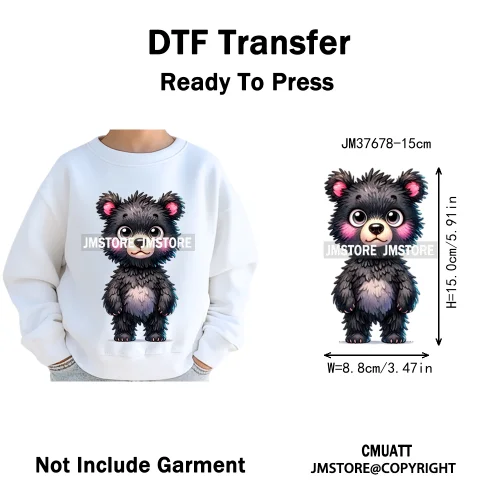 15cm 5.9in Kid Cute Silly Baby Pet Animal Iron On DTF Heat Transfer Sticker For Clothes Vinyl Thermal Washable T-Shirts Decals